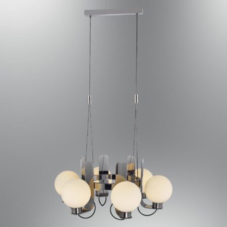 3117-6A-24 Globe 6 Lı Avize Platin - Kıbrıs Lüks Aydınlatma - Mavi Pandora