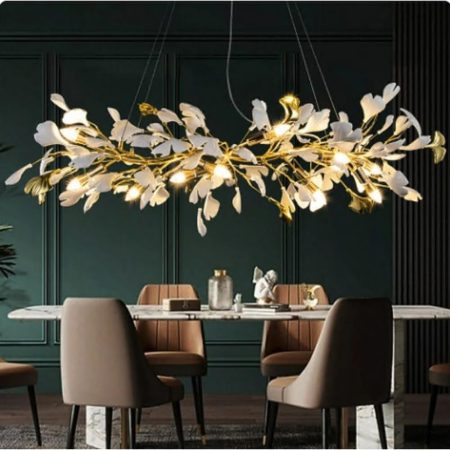 2701-3As Leaf 120 Cm Sıralı Avize Sarı (Sadece Mağazalarda) - Mavi Pandora Lüks Aydınlatma