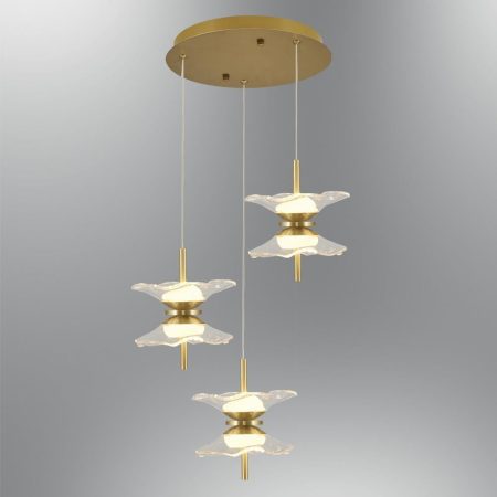 4113-3A Fona 3 Lü Sarkıt Gold - Lefkoşa Lüks Aydınlatma - Mavi Pandora
