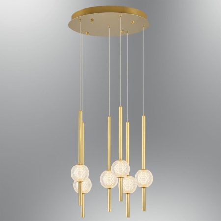 4133-6A-03 Pearl 6’Lı Sarkıt Sarı - Girne Lüks Aydınlatma - Mavi Pandora