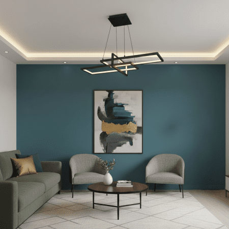 4158-1Ay-19 Square 3’Lü Yatay Sarkıt Siyah - Girne Lüks Aydınlatma - Mavi Pandora